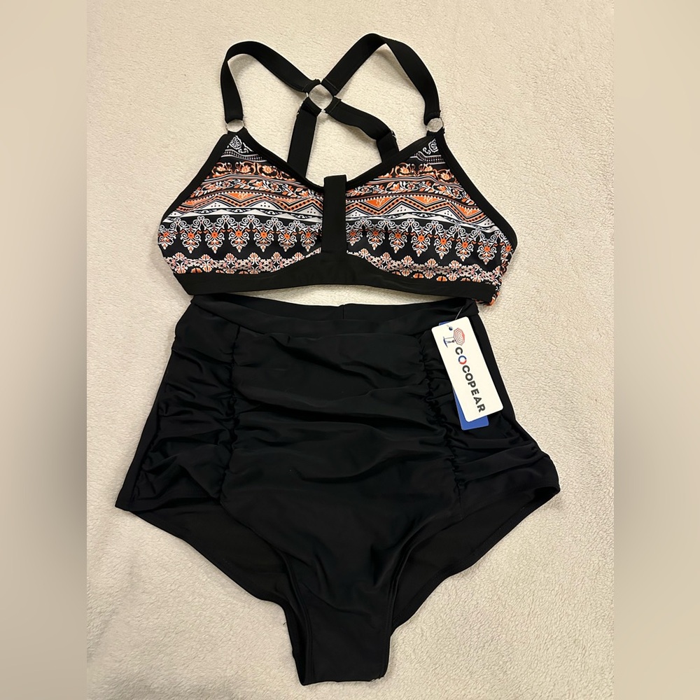 COCOPEAR Ruched‎ High Waisted Bikini Set
